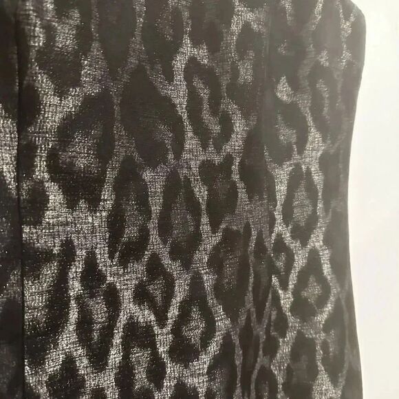Ann Taylor Women’s Black Leopard Shiny Midi Dress Size 10 - Picture 2 of 5